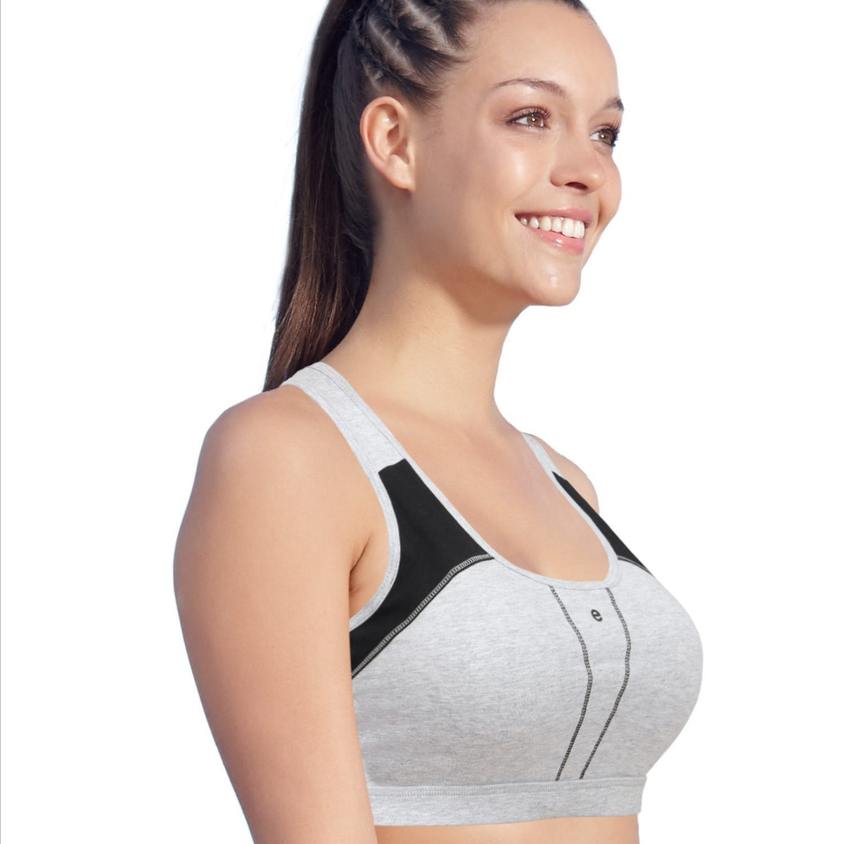 Enamor Women Racer Back Padded Sports Bra (Grey) -SB08