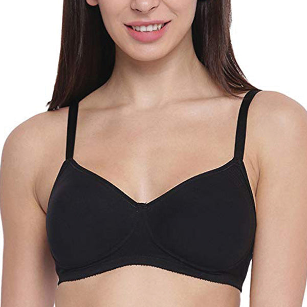 Enamor Side Support Non-Padded High Coverage Bra (Black) - A042