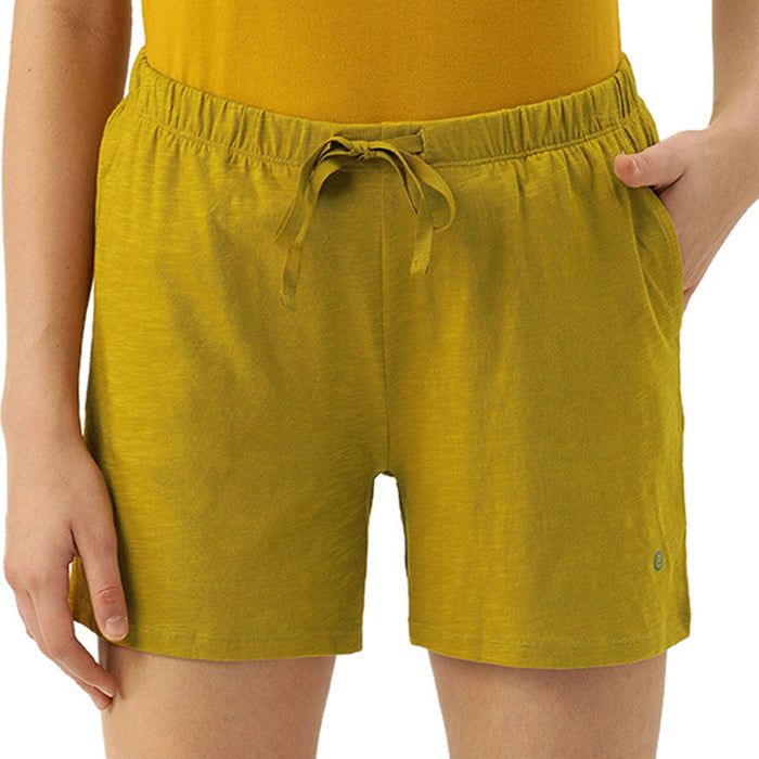 Enamor Cotton Printed Women Shorts (Mustard Yellow) - E062