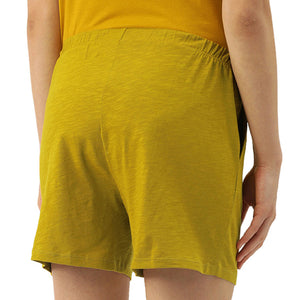 Enamor Cotton Printed Women Shorts (Mustard Yellow) - E062