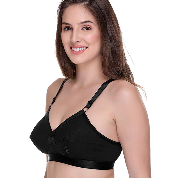 SONA Women Perfecto Full Coverage Non-Padded Cotton Bra Black