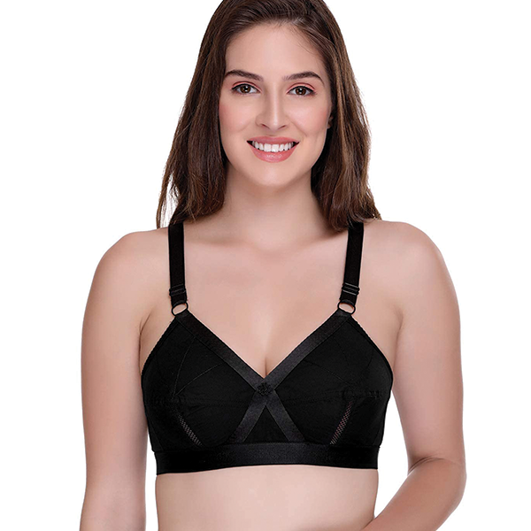 SONA Women Perfecto Full Coverage Non-Padded Cotton Bra Black