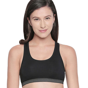 Bodycare Non-Padded Racer Back Women Sports Bra (Black) -1616
