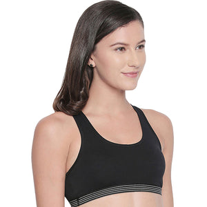 Bodycare Non-Padded Racer Back Women Sports Bra (Black) -1616