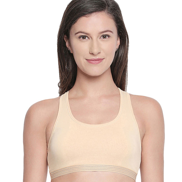 Bodycare Non-Padded Racer Back Women Sports Bra (Skin) -1616