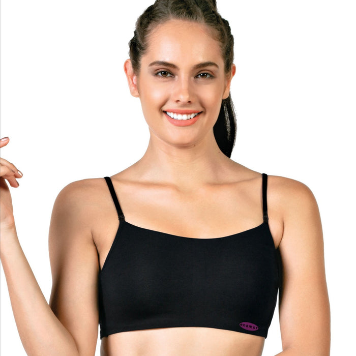 Enamor Women Basic Cotton Sports Bra 2pc pack (Black) - A022