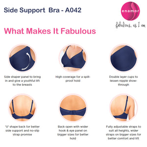 Enamor Side Support Non-Padded High Coverage Bra (Skin) - A042