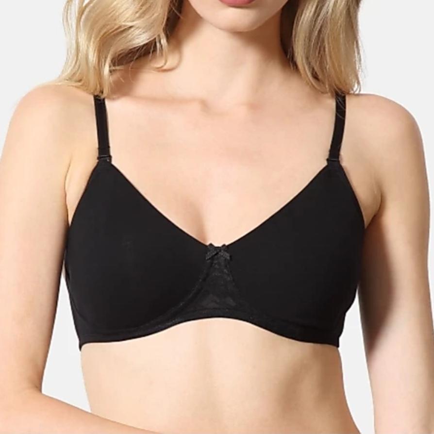 SONA Women Perfecto Full Coverage Non-Padded Cotton Bra Black