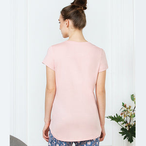 Van Heusen Printed Silver Pink Women Round Neck Perfect T-Shirt - 55407