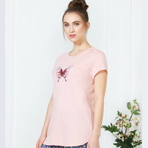 Van Heusen Printed Silver Pink Women Round Neck Perfect T-Shirt - 55407