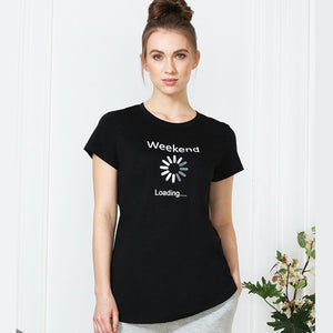 Van Heusen Printed Black Women Round Neck Perfect T-Shirt - 55407